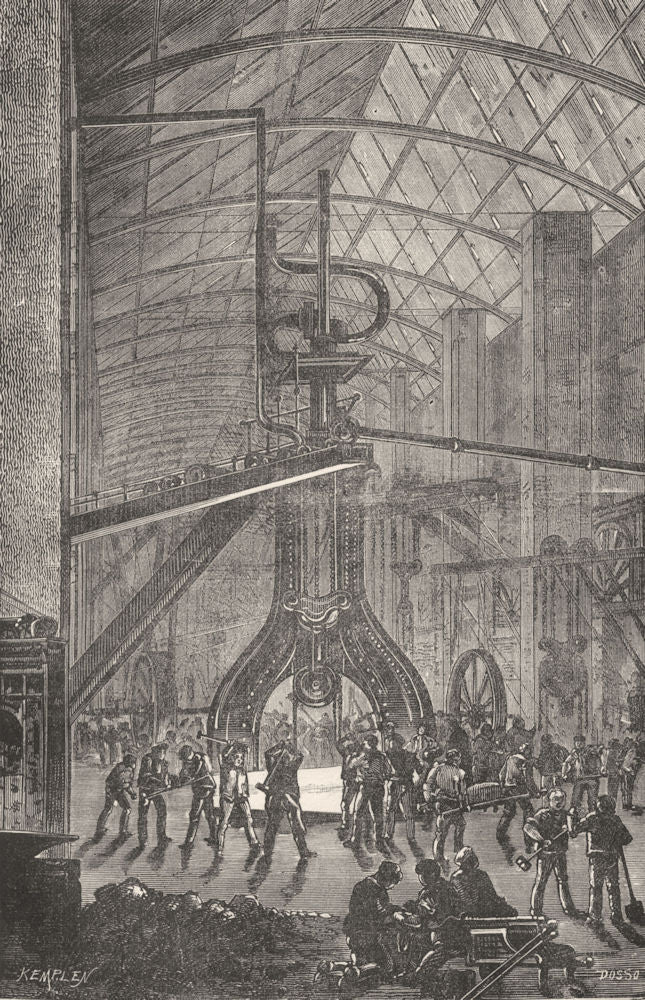 MANCHE. Cherbourg. Forges de L'arsenal Marteau-pilon du poids 30k kg 1880